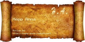 Hepp Anna névjegykártya